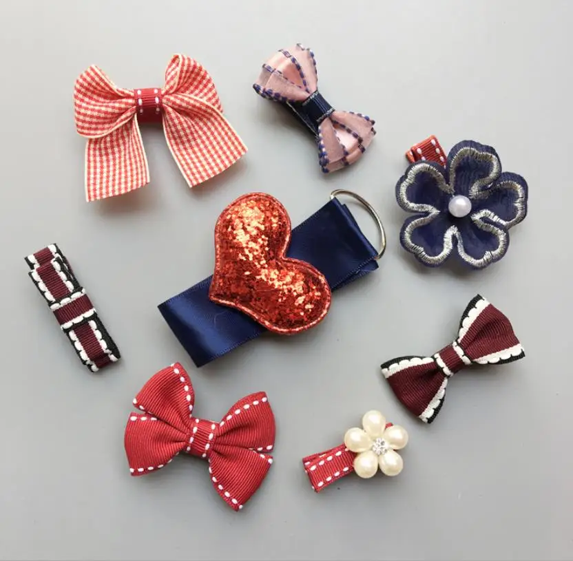 4 Elegance Girls princess Hair Accessories kids crown flower hair clips barrette hairpin headwear 8pcs clip+1 storage band TZ21 - Цвет: 4