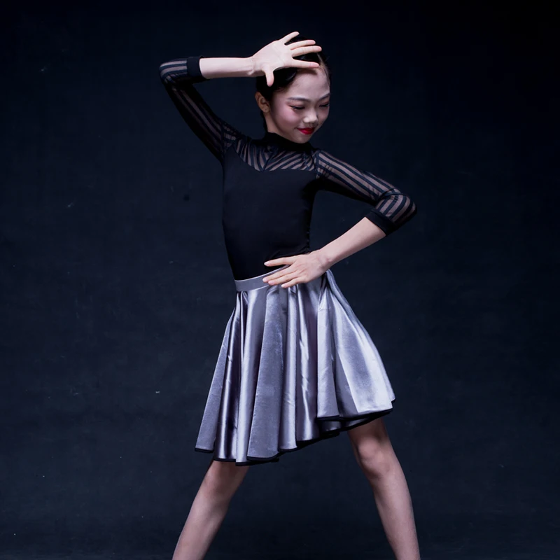 

Summer New Children'S Latin Dance Dress Long-Sleeved Leotard Skirts Suit Girls Ballroom Salsa Competition Dance Wear DWY1237