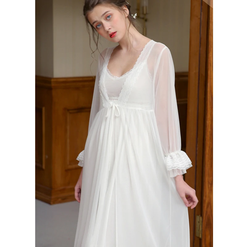 Комплект из 2 предметов халат сексуальная Прозрачная сорочка кимоно с подкладкой