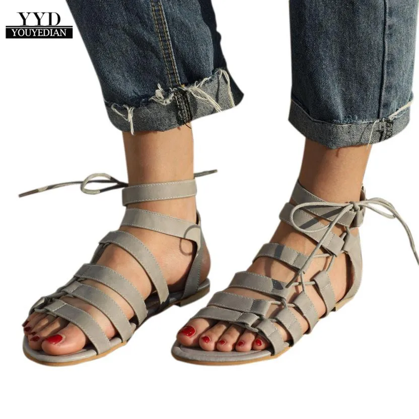 YOUYEDIAN/женские сандалии в богемном стиле гладиаторы на плоской подошве с открытым