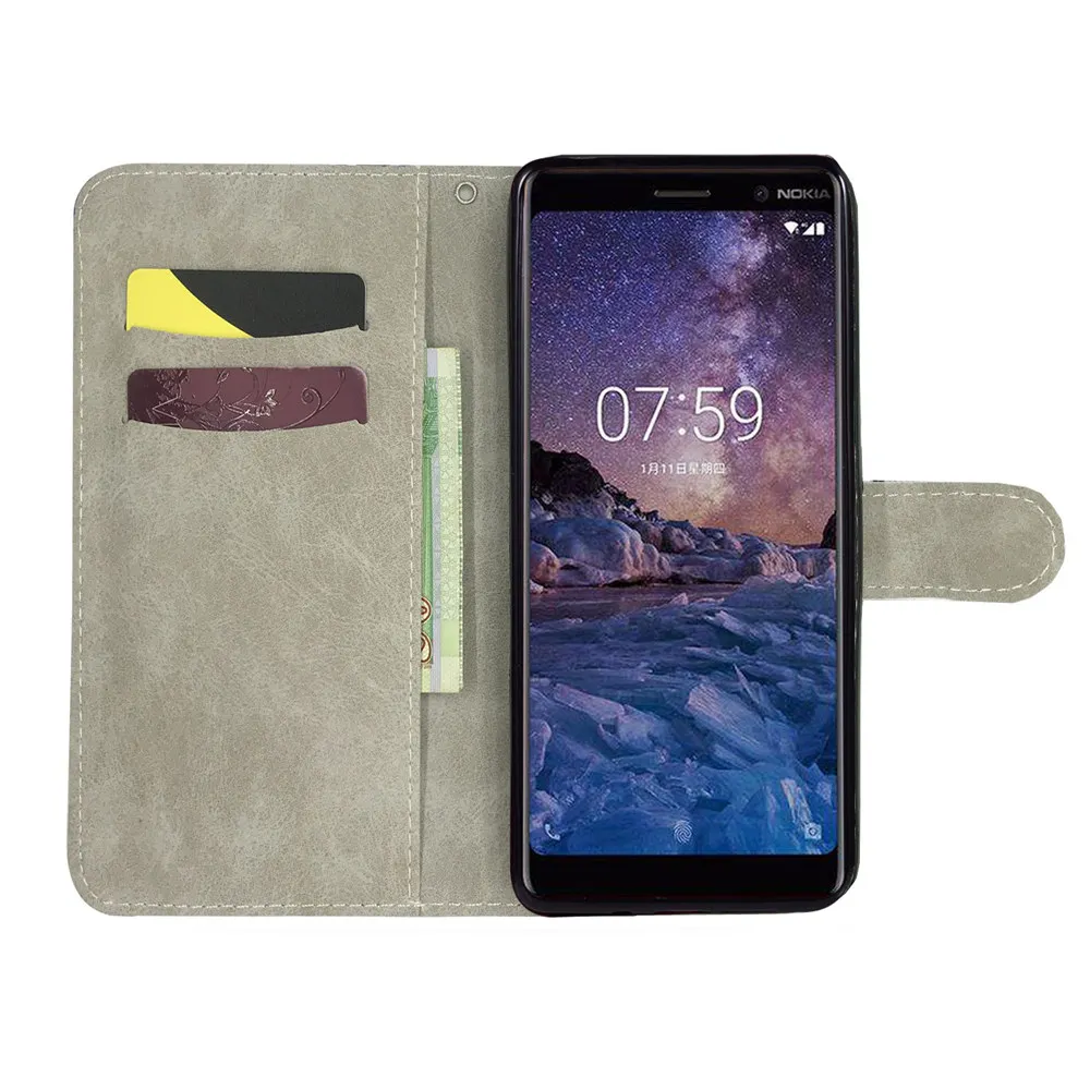 3D видение роспись книжка чехол для телефона в виде ракушки для Nokia 2,1 3,1 5,1 6,1 7 Plus 2018X5X6 Кожаный чехол-портмоне с откидной крышкой с ремешком