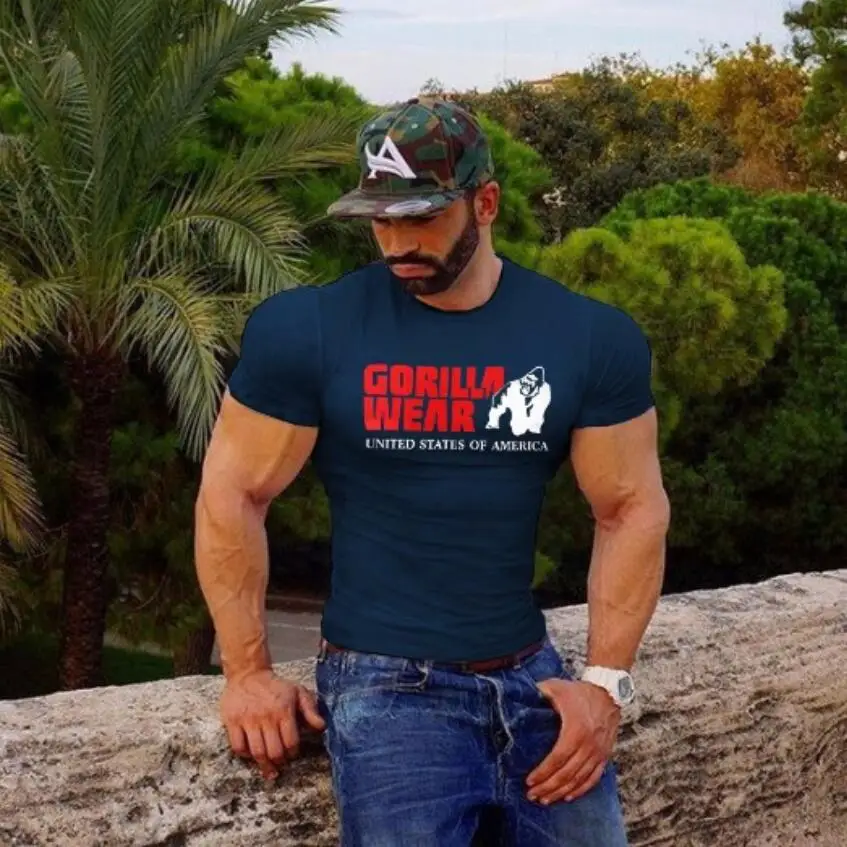 Summer Men's T-shirt animal cartoon printed Hip Hop Fitness Men Shirt Bodybuilding Tee Short Sleeve Muscle Tops Stylish | Мужская