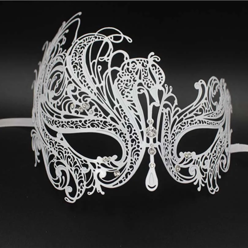 Белая фантомная опера Феникс металлическая Венецианская Маскарадная маска