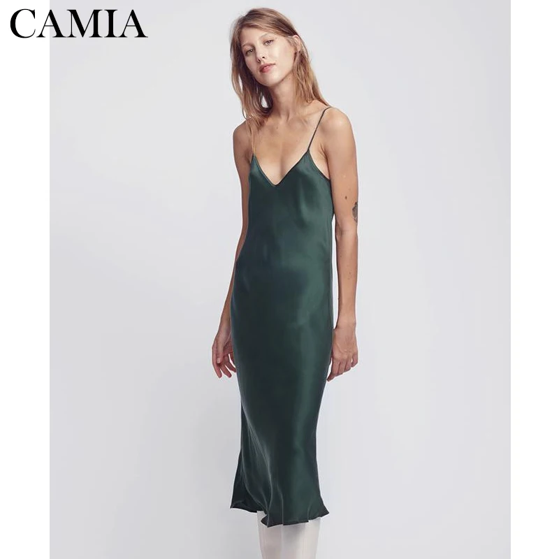 CAMIA 100% шелк чистый зеленый сексуальный удобный укороченный топ женское