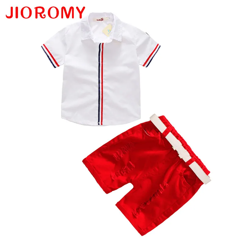 JIOROMY/комплект одежды для маленьких мальчиков лето 2019 рубашка в полоску с