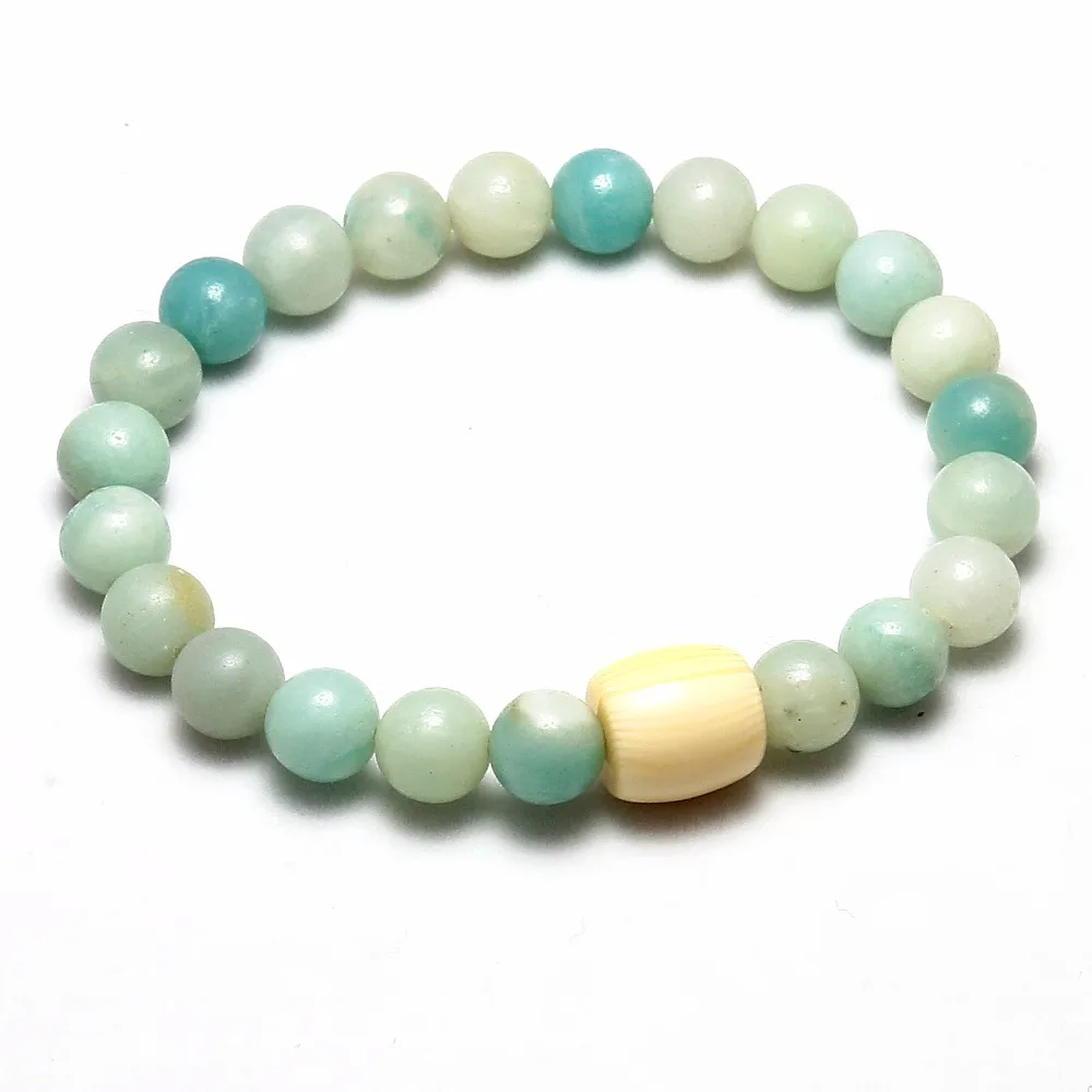 Шарм Higth Качество Натуральный Камень Амазонит Круглый шарик мужской браслеты