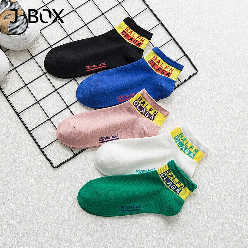 J-BOX, 3 пары, трендовые мужские носки с буквенным принтом, смешные короткие носки, модные хлопковые короткие носки, Летние Повседневные Дышащие носки для мужчин