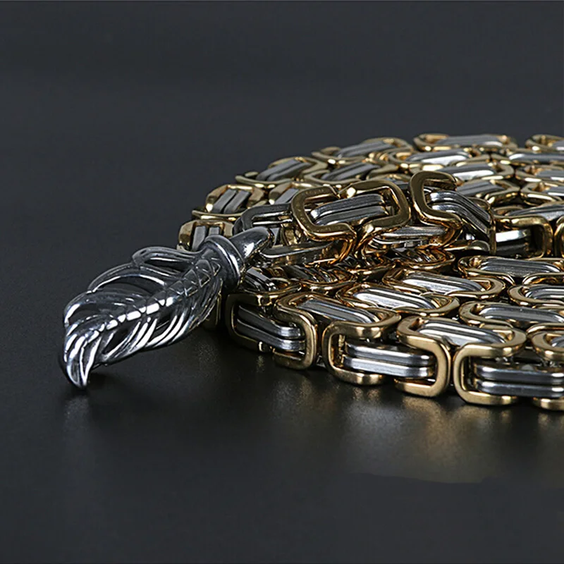 Oulai777 stainless steel men byzantium necklace men accessories punk Self-defense jewelry male gold dragon chain long necklace