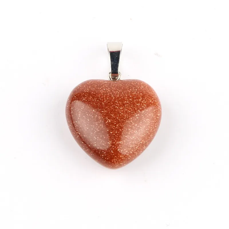 Gold sand stone Ассорти Натуральный камень Сердце Подвески Исцеление Чакра Кристалл Рейки Маятник Кристалл Opalite Бисер - Окраска металла: Gold sand stone