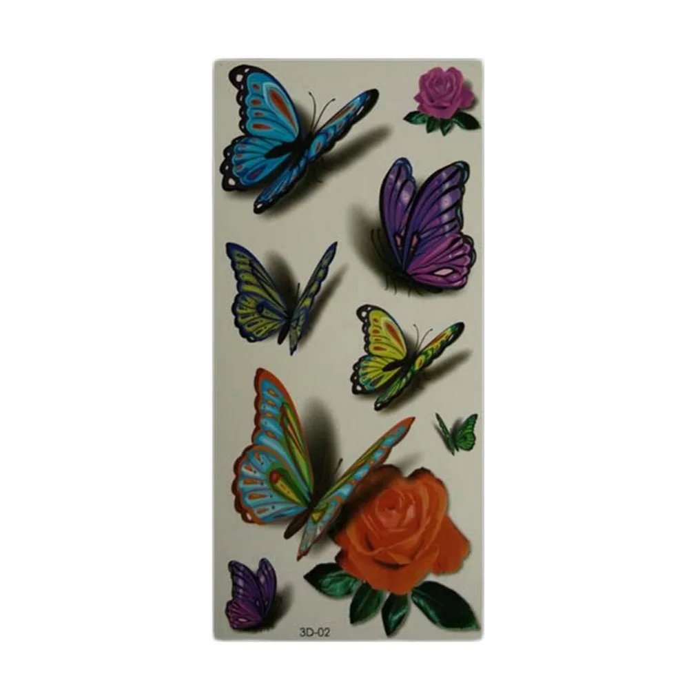Новинка 2017 Красочные Модные татуировки с цветами розы бабочками водостойкие