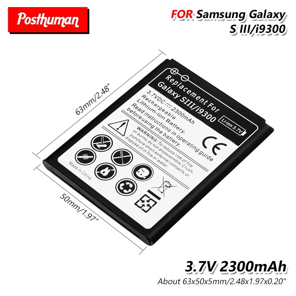 Литиевый литий-полимерный аккумулятор для смартфона 3,7 V 2300mAh аккумулятор для samsung Galaxy S3 I9300 i9060 i9082 I535 GT-i9300 i9305 i9308 i9128V