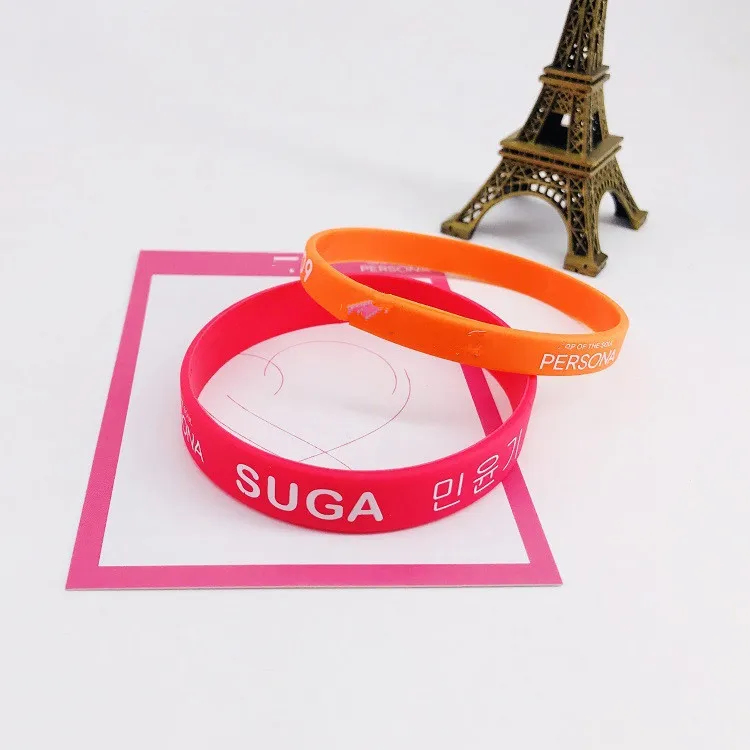 .SUGA 2pcs Черный Розовый KPOP BOYS JUNGKOOK V JIMIN JIN RM SUGA J-HOPE Rap Monster цветной браслет ювелирные изделия подарок на день рождения браслет Новинка - Окраска металла: .SUGA 2pcs