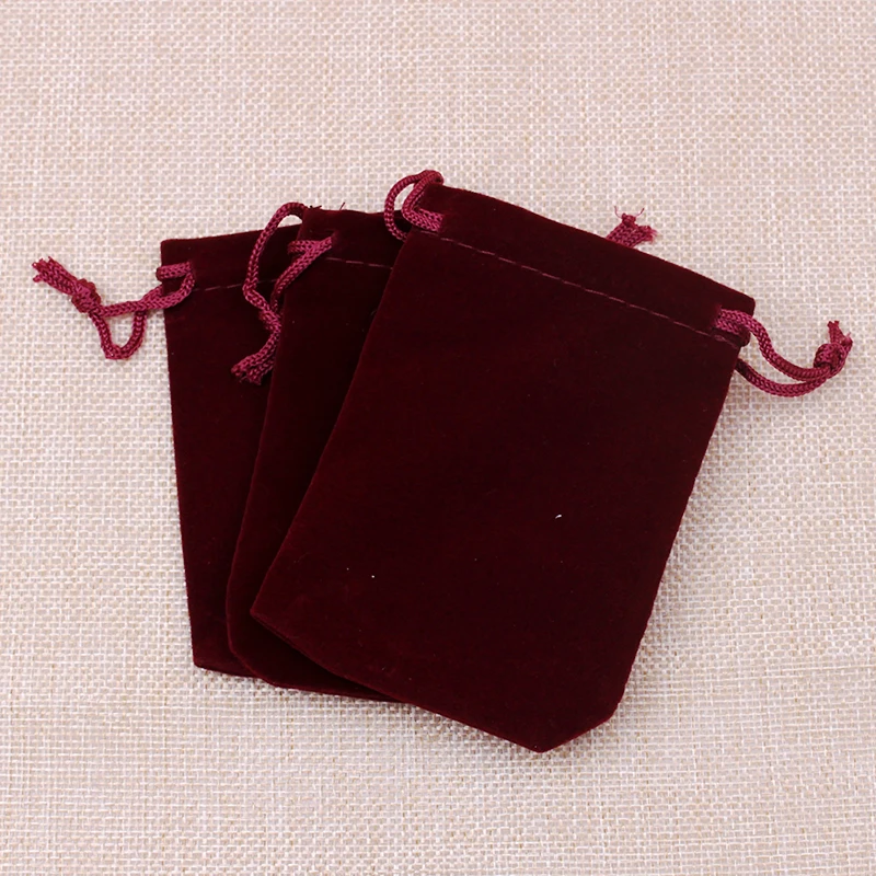 100 шт./лот темно-красные бархатные мешочки 9x12 см для ювелирных изделий/MP3/телефона