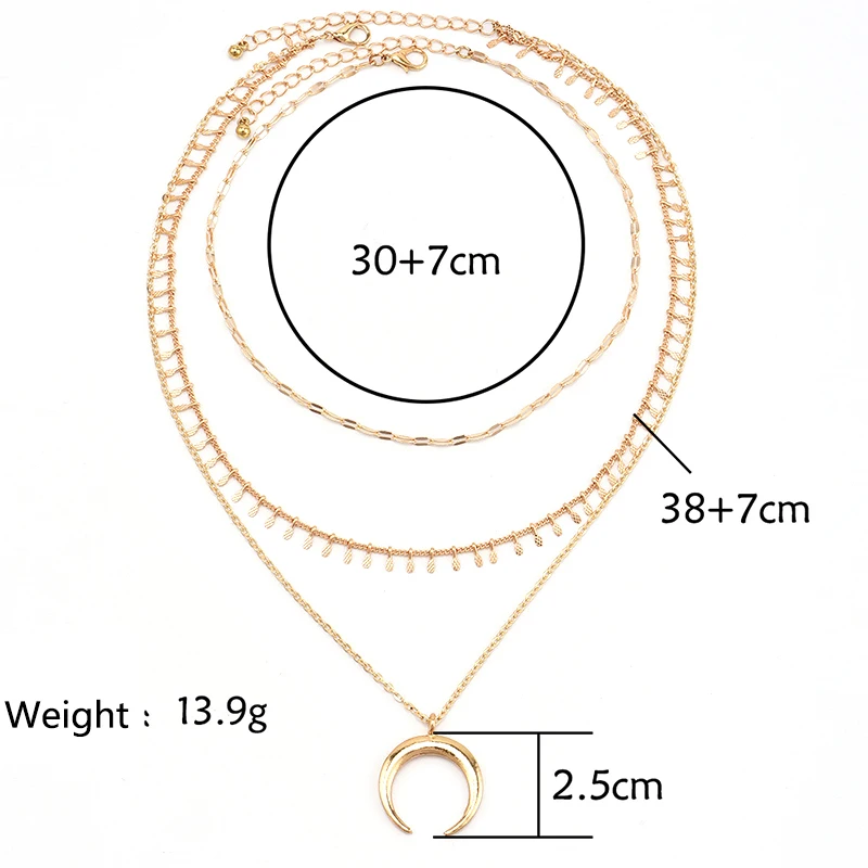 3 шт./компл. Ретро Луна ананас кисточка подвеска цепочка многослойное Золотое