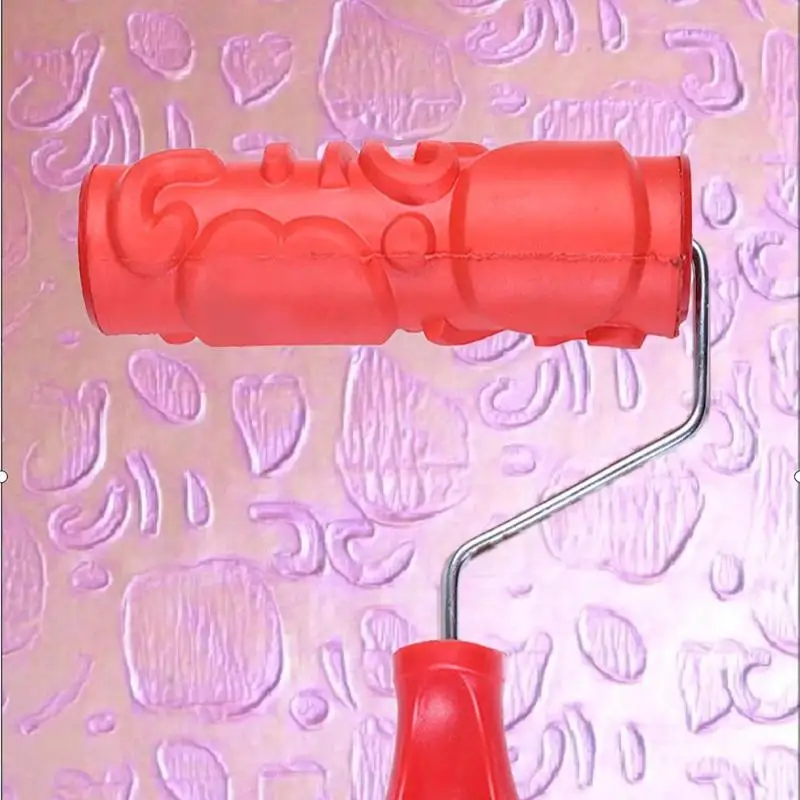 DIY Pattern Rubber Roller Wall Decoration Art Paint Wall Embossing Roller Paint Rollers with Handle Painting Supplies