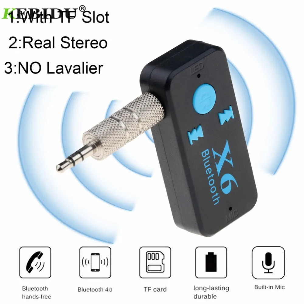 Автомобильный Bluetooth приемник KEBIDU X6 3 5 мм Aux комплект адаптер с поддержкой TF карты
