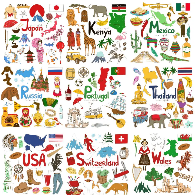 

Iron on Animal Flag Patches Punk Skull Thermo Stickers on Clothes ApplicationHeat Transfer Decor Badges Appliques DIY T-shirt E
