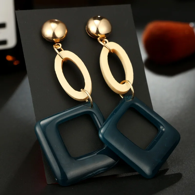 Bohemian Fashion Resin Oval Square Geometric Vintage Acrylic Drop Earring For Women Jewelry OL Simple | Украшения и аксессуары