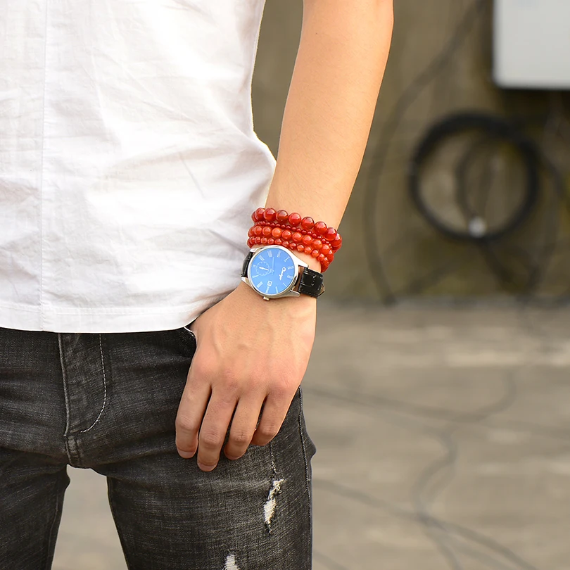 Модный браслет из красных коралловых бусин Будда для женщин и мужчин мужской