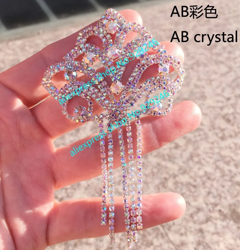 1 шт./лот необычная Серебряная AB аппликация из хрустальных страз цветок камень