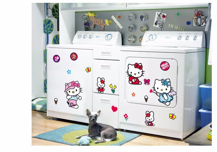 Милый котенок hello kitty, Виниловый Съемный Декор для дома, украшение для детской комнаты, детская комната для маленьких девочек, DIY настенная наклейка, наклейка TF452