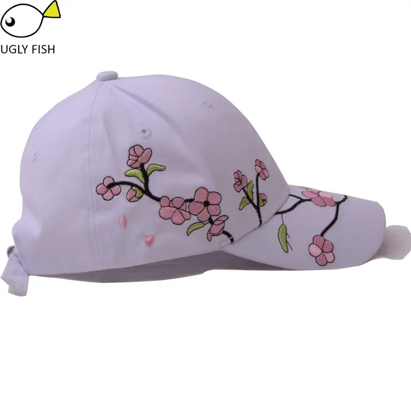 baseball cap women white black with embroidery flower dad hat | Аксессуары для одежды