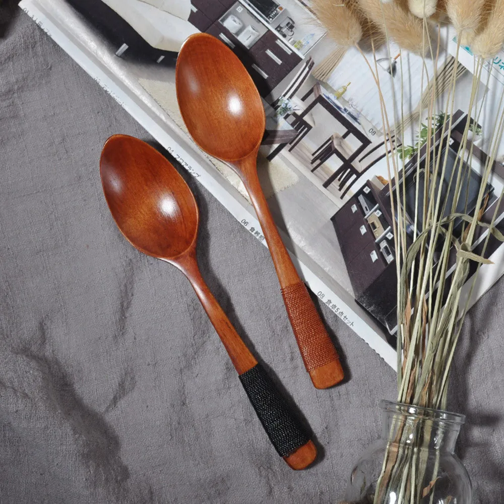 Детская деревянная Нескользящая посуда с длинной ручкой инструменты для супа