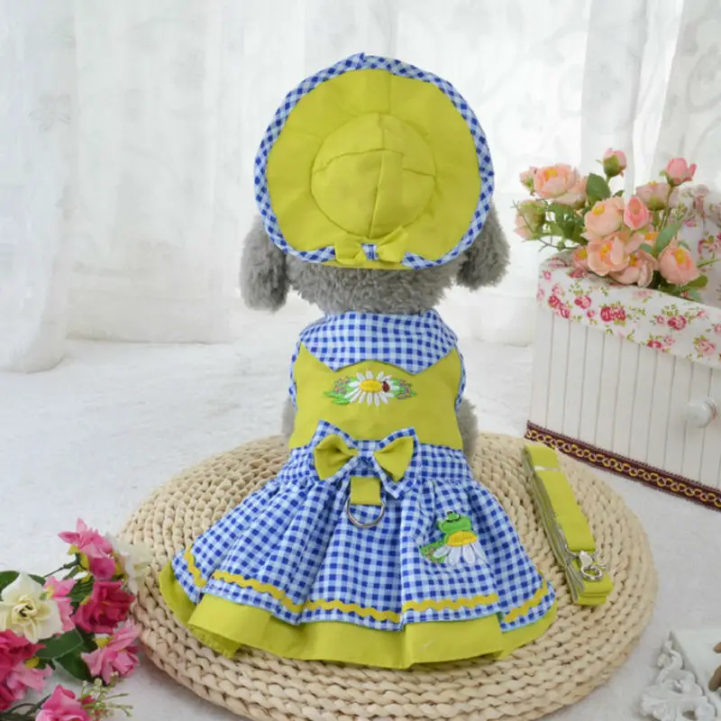FS15 Tracked Sweety Pet dresses Set Dog Puppy Cats Dress + Harness Leash Collar Hat Headwear Physiological Sanitary Panty | Дом и сад
