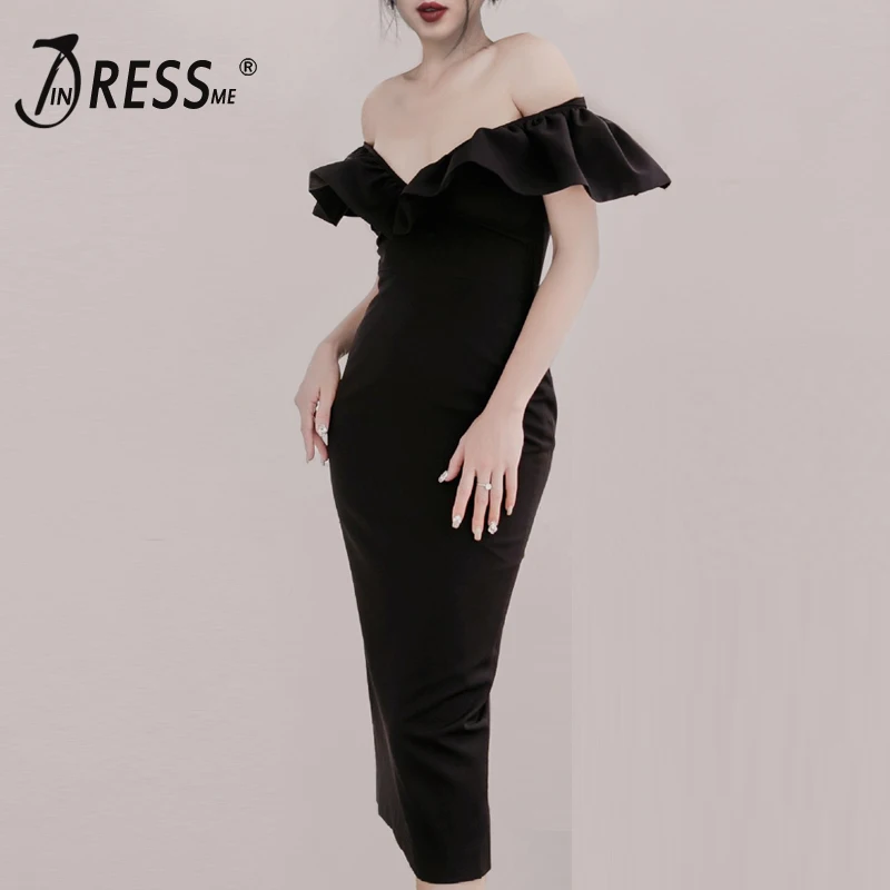 Женские облегающие платья INDRESSME однотонные вечерние до колена с открытыми