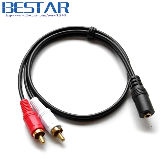 Двойной RCA штекер-1 3 5 мм гнездо стерео аудио сплиттер Y 2RCA кабель 50 см 0 м для VCD