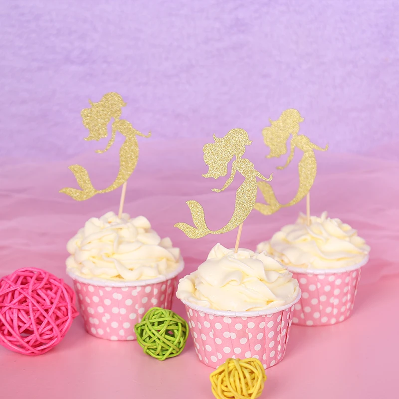 Набор из 30 штук декораций для вечеринки в стиле Русалочки Cake Topper Wedding Flags Baby Shower Decorating Supplies CTB003 on.