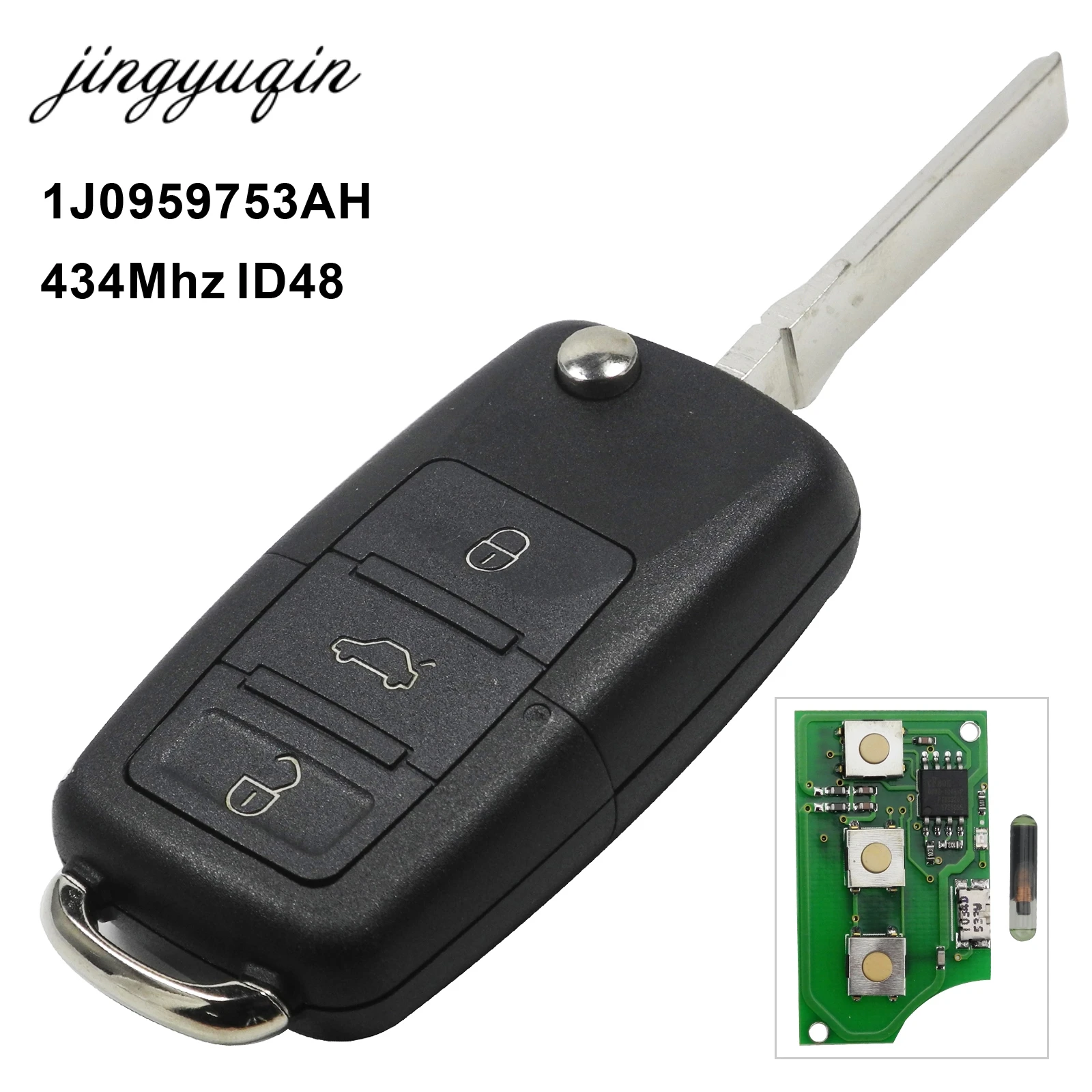 Jingyuqin 10X Автомобильный Дистанционный ключ ID48 для 1J0959753 DA/AH/G Caddy EOS Jetta Sirocco Tiguantouran