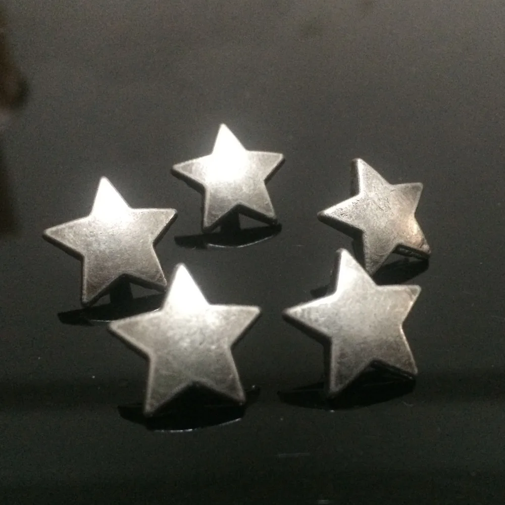 

New Coming 50PCS 15MM Antique Silver Star Studs Rivet Punk Star Spikes Shoes Belt Bag Accessories Leather Craft Shipping Free