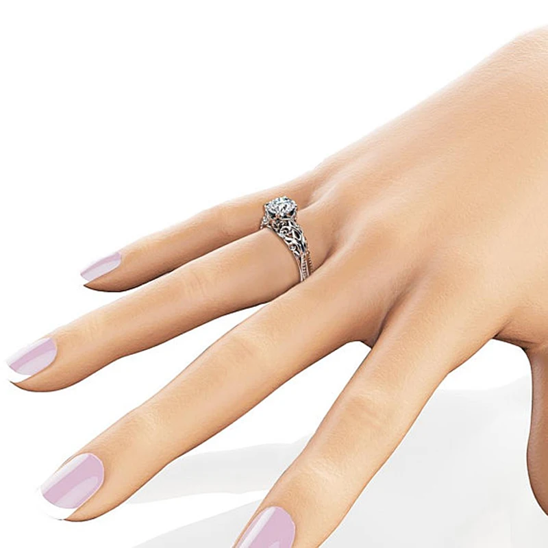 2018 Винтаж Готический Круглый Кристалл Циркон Обручальное кольцо с белый