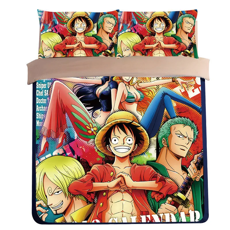 Cartoon One Piece 3D pink full queen king size cartoon bedding sets single double white boys quilts duvet cover set pillowcase | Дом и сад