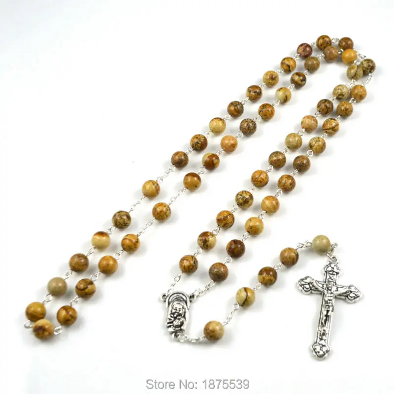 Модные католические четки из 8 мм круглой бусины натурального камня|catholic rosaries|8