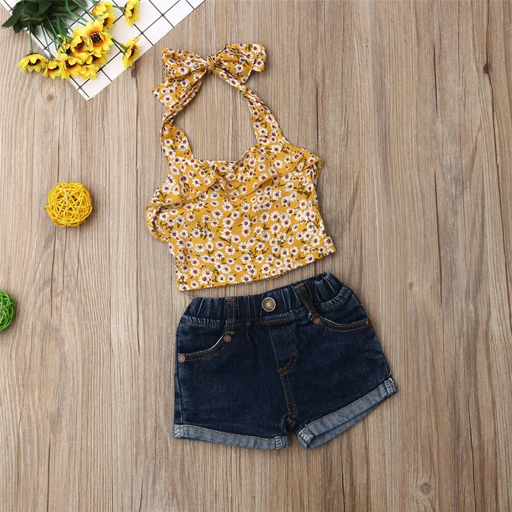 Комплект стильной летней одежды для новорожденных девочек топы без рукавов с