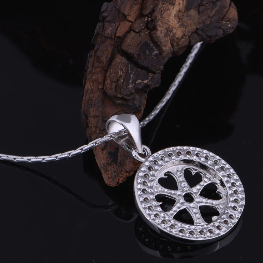 Nice White Plated Necklace With Shine Crystal And Hollow Heart Shape Design Pendant For Women Gift | Украшения и аксессуары