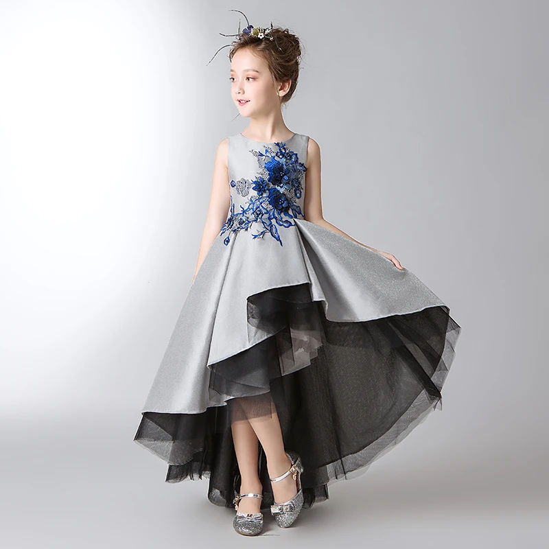 Long Trailing Princess Girl Wedding Dresses Lace Floral Dress For Piano Performance Birthday Party Flower | Детская одежда и обувь
