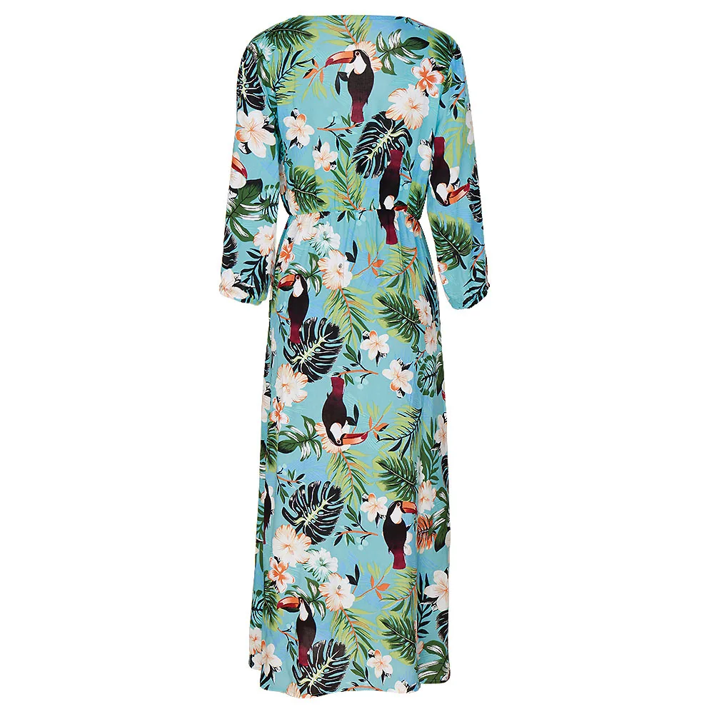 Для женщин сексуальный глубокий v образный вырез длинный рукав пляжное платье