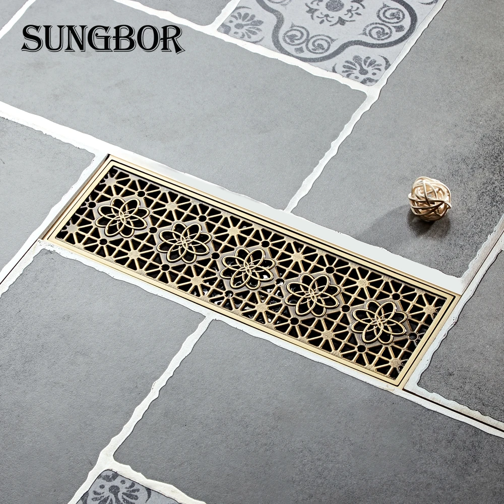 8*30 см античный латунный линейный Слив для ванной комнаты проволочный душа сетка