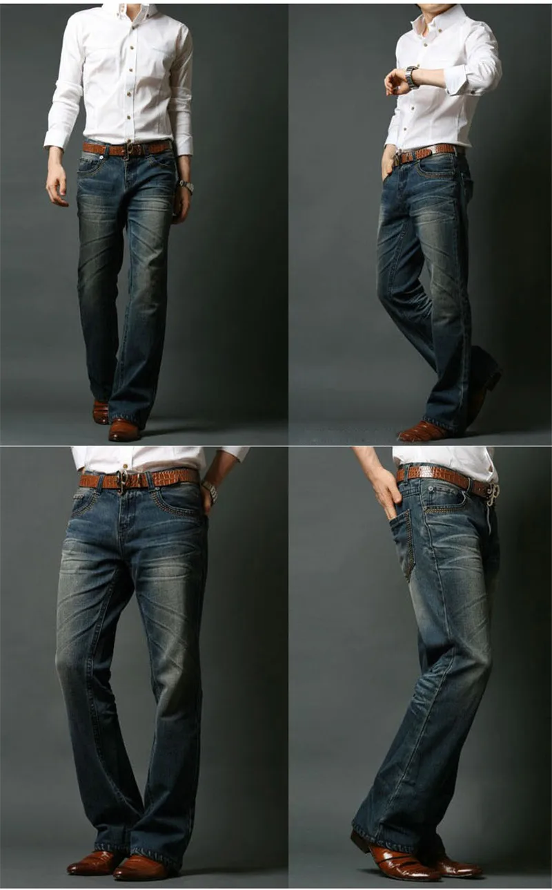 Мужские расклешенные джинсы Boot Cut ногу расклешенные эластичные Slim Fit середине талии мужской дизайнер классические джинсы Брюки Клеш Джинсы для женщин
