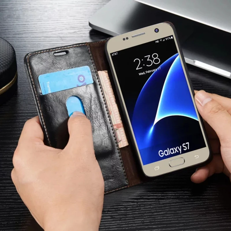 crazyU For Samsung S7 case Flip Cover With Stand Galaxy Leather Case Luxury Wallet Card Holder Bags Back |
