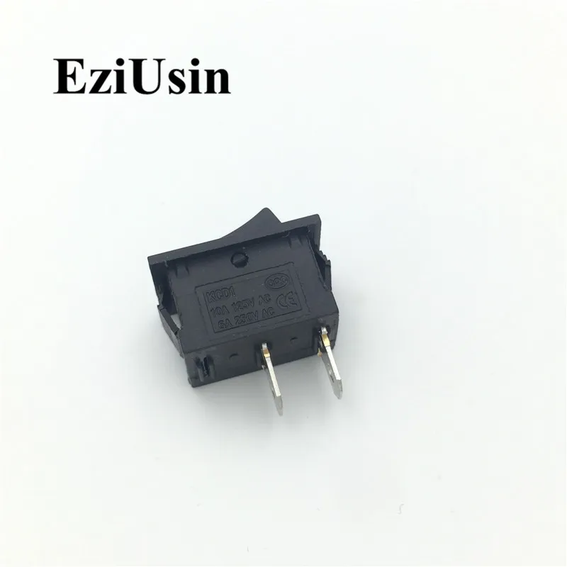 1 шт. KCD1 вкл.-ВЫКЛ. 3Pin 2Pin Черный Красный лодка автомобиля кулисный переключатель 6A 220V 10A 125V кнопка KCD1-102 3P 2P 15*21 мм 15x21 вкл.-ВЫКЛ - Цвет: Black 2p