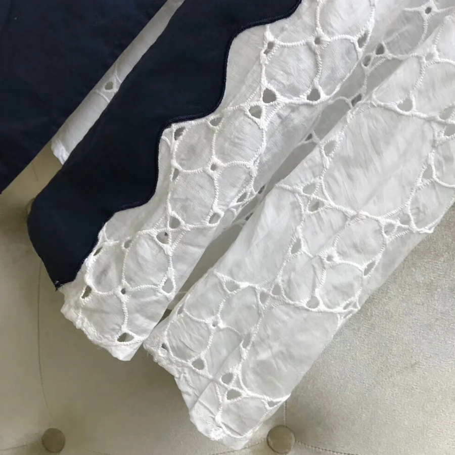 Женское модельное платье с пышными рукавами белое Черное длинное ажурное