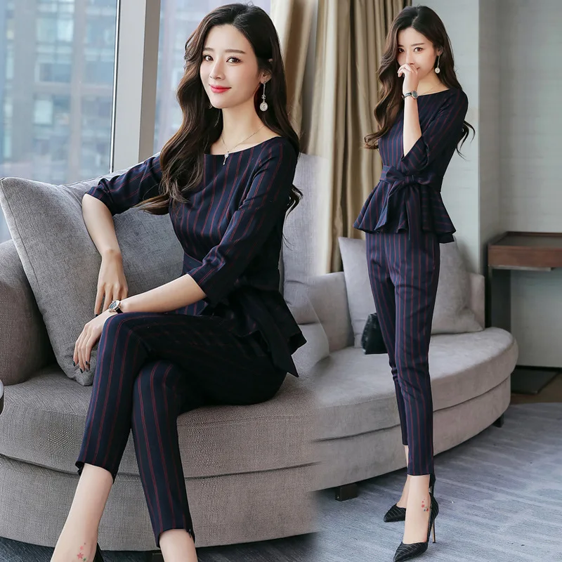 Женские офисные костюм комплект Для женщин Костюмы Брюки комплекты 2 шт. костюмы