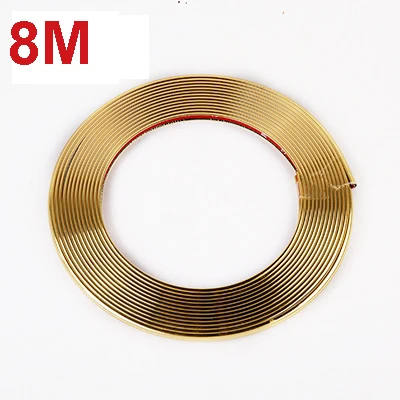 gold 8m 8 м 2 м Автомобильная наклейка на обод колеса хромированное Украшение колеса авто экстерьер автомобиля Стайлинг Аксессуары обода хромированные диски ступицы полосы - Цвет: gold 8m