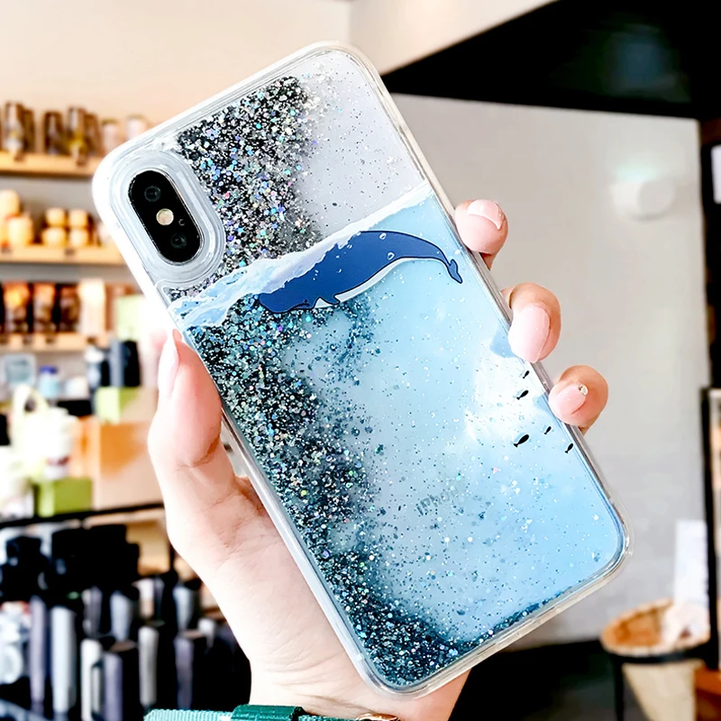Жидкий чехол для iPhone 6G 7G 8G 6 7 8 Plus X XS MAX XR с рисунком Кита из мультфильма Мягкий