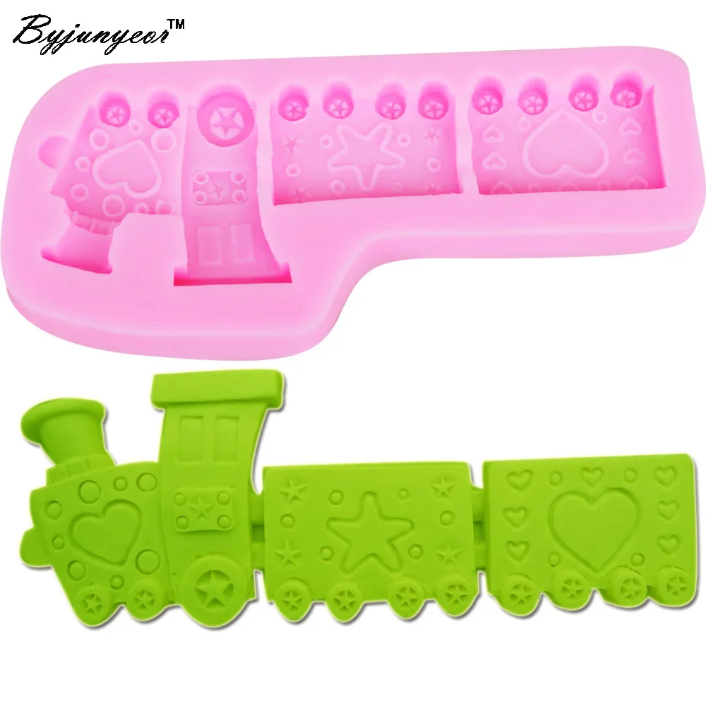 Byjunyeor M163 DIY Форма для выпечки торта сахар мультфильм маленький поезд силиконовая форма инструмент