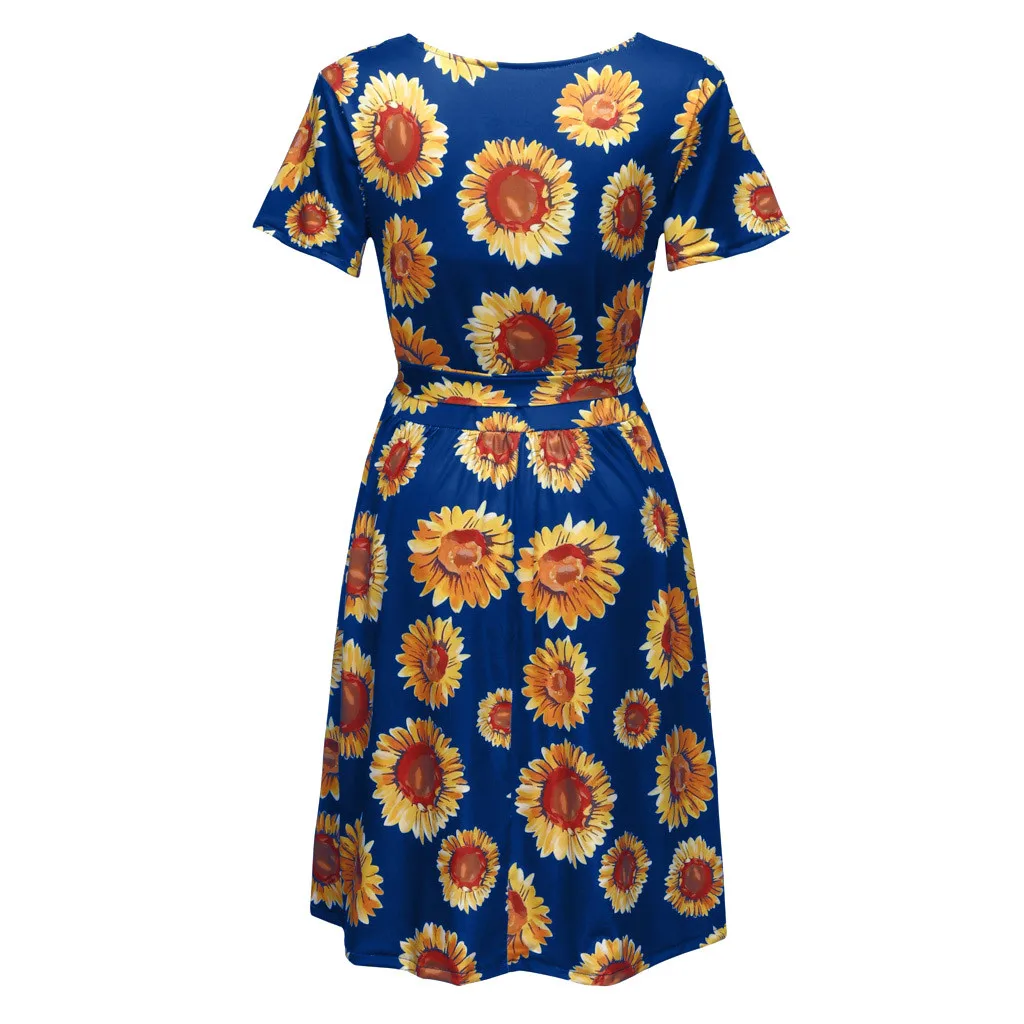 Женское платье для беременных удобное летнее с коротким рукавом и цветочным